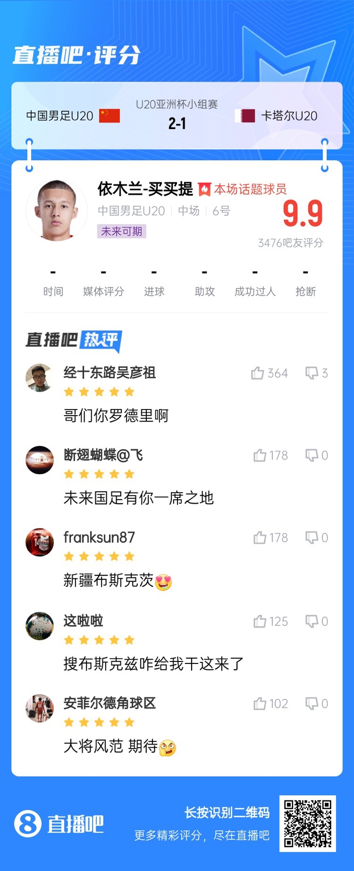  依木蘭+陳澤仕泰山中場連線！19歲依木蘭獲封：新疆布斯克茨！
