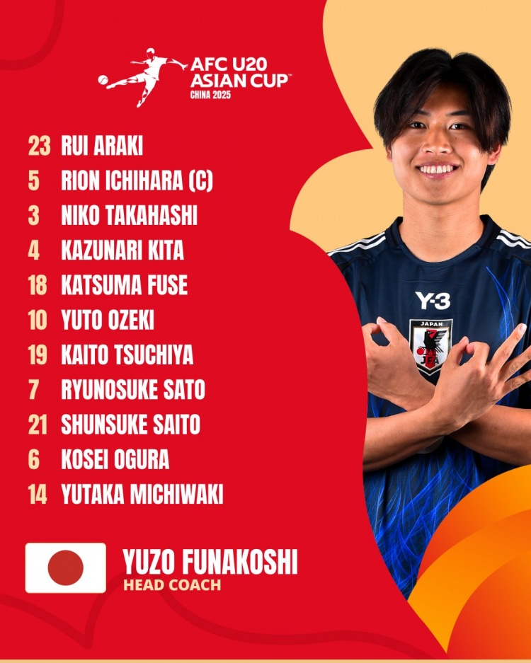  日本U20vs敘利亞U20首發(fā):高橋仁胡、佐藤龍之介出戰(zhàn) 高岡伶颯替補(bǔ)