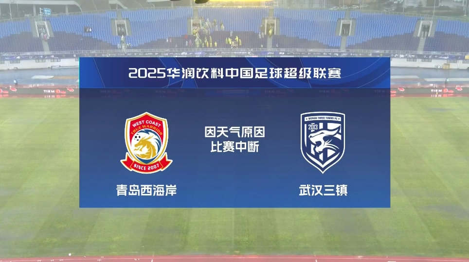  比賽延期！青島西海岸vs武漢三鎮(zhèn)進(jìn)行至18分鐘，因天氣中斷30分鐘
