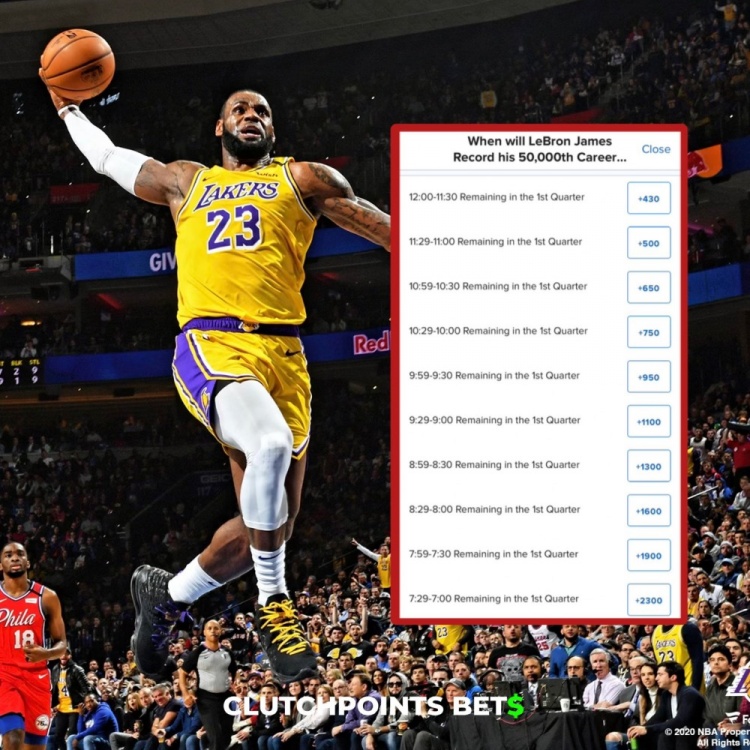  僅差1分！詹姆斯今日何時破五萬分賠率：開場30秒內(nèi)最被看好