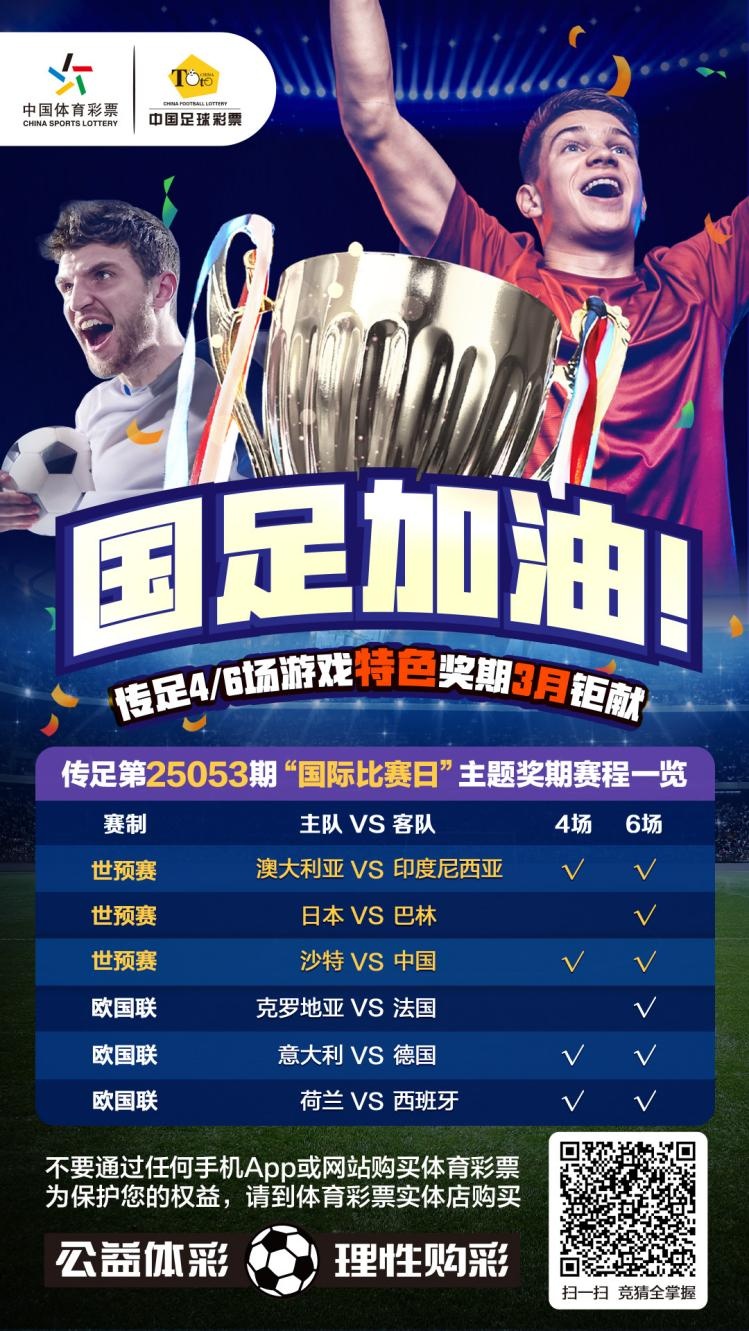  國(guó)足加油！傳足特色獎(jiǎng)期第25053期聚焦國(guó)際比賽日