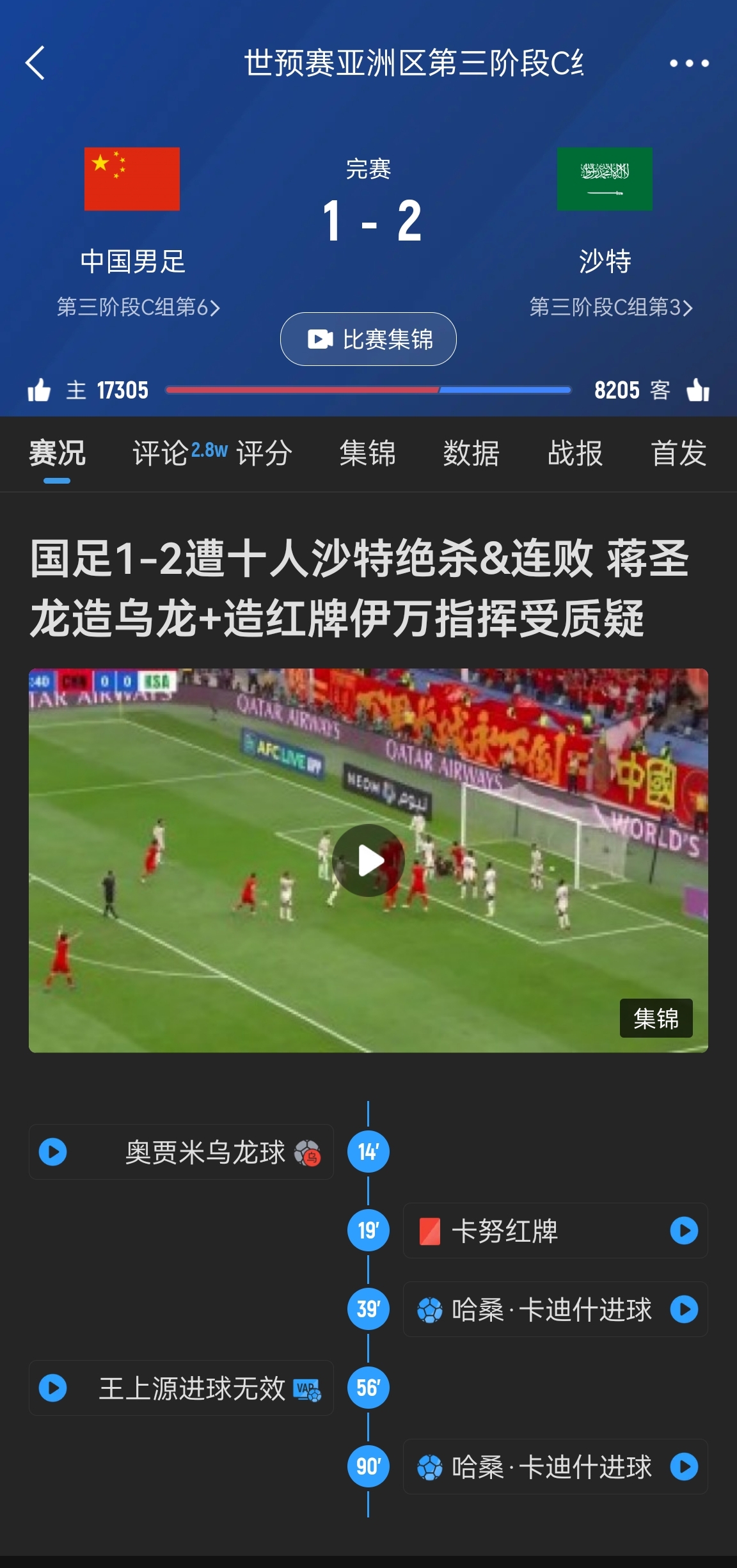 今天什么劇本？首戰(zhàn)沙特也是半場紅牌+蔣光太傷退，最后國足被翻