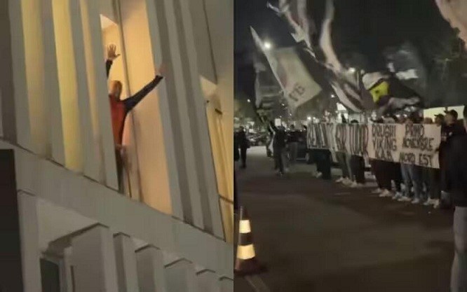  都體：尤文球迷來到酒店外支持新主帥，圖多爾向球迷們揮手致意