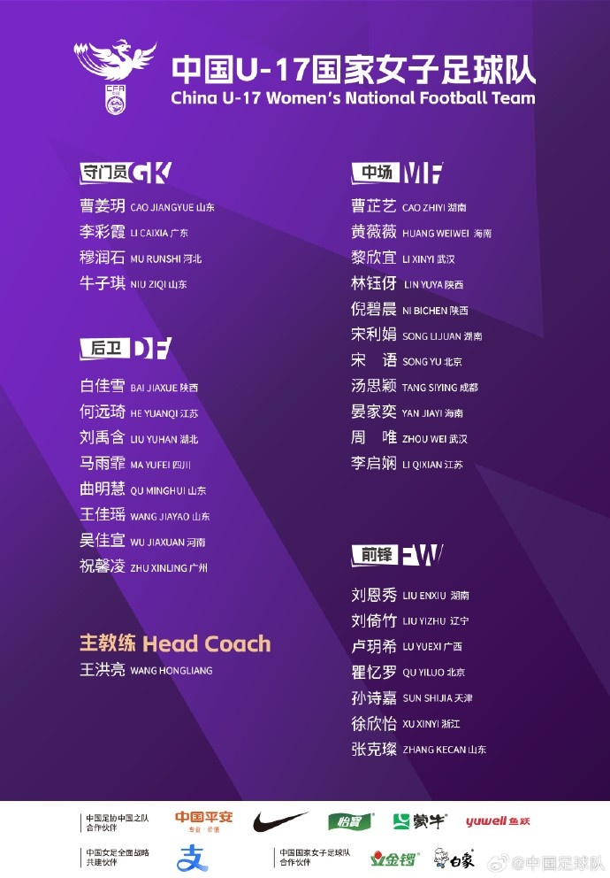  U17女足30人將在蘇州集訓(xùn)備戰(zhàn)世界杯，姜寧、朱挺擔(dān)任訓(xùn)練員